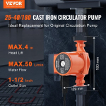 Vevor kuumavee ringluspump, malmist, 220V
