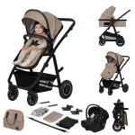 Lionelo Amber 3in1 Beige Sand universaalne beebivankri s&uuml;steem koos kandekorviga, kuni 22 kg, liiv