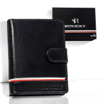 Meeste naturaalsest nahast rahakott Rovicky, must