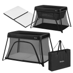 Lionelo Alice Black kokkupandav reisivoodi 3in1, 104x70 cm, must