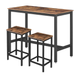 Baarilaud koos toolidega begryf, 120x60x90, tumepruun, must raam, komplekt