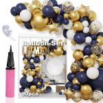 &Otilde;hupallide p&auml;rjakomplekt erinevateks pidustusteks LIVMAN 007 t&auml;hekujuliste kaunistuste ja &otilde;hupallipumbaga, 90 tk