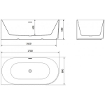 Vann Mexen Gia, vasakpoolne, 170 x 80 cm, White gloss + Brushed gold &uuml;levool
