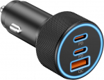 Autolaadija 67 W, 3 porti (2 USB-C + USB-A), kiirlaadimine