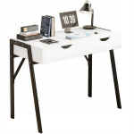 KAASAEGNE KIRJUTUSLAUD LOFT-SAHTLITEGA, VALGE, MUSTADEL JALGADEL, PREMIUM 80 CM