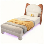 &Uuml;heinimesevoodi kassik&otilde;rvakujulise peatsi ja LED-ribaga