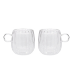Homla topeltseinaga kruusikomplekt Cembra Groove, l&auml;bipaistev, 250 ml, 2-osaline
