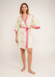 Siidist kimono‑stiilis hommikumantel SAKURA 7224/050 Giulia, v&auml;rv light yellow