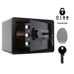 Soomustatud kodune biomeetriline s&otilde;rmej&auml;lgiga seif, 25x35x25 cm, must