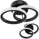 LED laevalgusti plafoon 2 r&otilde;ngast 25x10cm must, muudetav valgusv&auml;rv (soe/k&uuml;lm), kaasaegne Loft disain