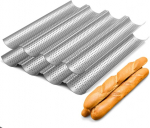 Perforeeritud silikoonist k&uuml;psetusvormid baguette'ide jaoks 4 p&auml;tsile, 38 cm &times; 33 cm, h&otilde;bedased, 2 tk.