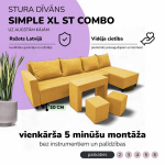 Suur nurgadiivan lauaga ja puffidega Simple XL St Combo Kollane