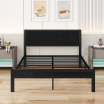 Voodi 140 x 200 cm, metallist voodiraam, must.