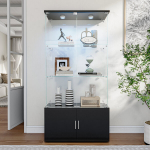 Vitriinkapp LED-valgustuse ja topeltustega, 164x79x35 cm, must