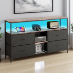 Televiisorialus, 137x30x78 cm, LED-valgusti ja 4 sahtliga, must