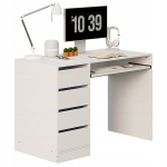 Kaasaegne arvutilaud sahtlitega, valge