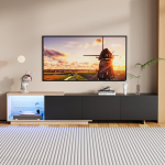 Televiisorialus 3 sahtli ja LED-tuledega - must - 240 &times; 38 &times; 44 cm