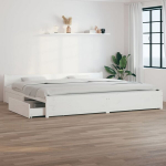 vidaXL sahtlitega voodiraam, valge, 180 x 200 cm