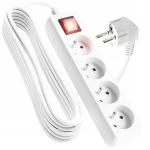 Pikendusjuhe maandusega Vayox 3M 4 pistikupesa kaitsel&uuml;litiga 10A IP20 VA0307 valge