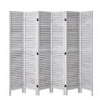 Toaruumi eraldaja, 6-paneeliline kokkupandav puidust privaatsusekraan, 242x170x1.9 cm, valge, puit