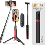 LIVMAN Oth-AB202MAX - multifunktsionaalne selfide pulk ja statiiv kaugjuhtimispuldiga, 1,5m