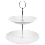 Valge 2-korruseline portselanist taldrik 21 cm, Serviravimo lėk&scaron;tė porcelianinė balta 2 auk&scaron;tų 21 cm