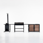 Kahekordne grill koos katlaahju ja kraanikausilauaga "Master, modulaarne aiam&ouml;&ouml;bel", 3820/610/850mm.