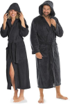 Kapuutsiga unisex hommikumantel Aqua-textil, must, S