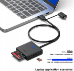 V&auml;line m&auml;lukaardilugeja SD MicroSD CF MS koos USB-C-ga, I&scaron;orinis atminties kortelių skaitytuvas SD MicroSD CF MS su USB-C