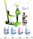 T&otilde;ukeratas LED-ratastega 5in1 Scooter, roheline