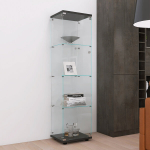 Klaasist vitriinkapp, &uuml;he uksega, 164 x 42 x 36 cm, must