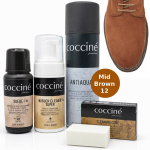 Komplekt (4-&uuml;hes) naturaalsele seemisnahale ja nubukile Coccine&reg; (puhastus + v&auml;rvitaastus + kaitse), helepruun