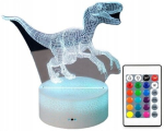 3d Led dinosauruslamp, 16 v&auml;rvi, kaugjuhtimispuldiga
