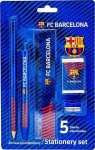 Fc Barcelona kirjatarvete komplekt: pliiats, pastakas, joonlaud