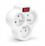 Kolme pistikupesaga elektripikendusjuhe l&uuml;litiga, valge