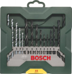 Bosch X-line 15 tk. puurikomplekt puidule, betoonile, metallile