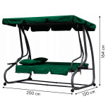 Convertible garden swing, 3-seater, 2-in-1, cushions, green, MultiGarden