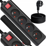 Elektriline pikendusjuhe 4 pistikupesaga, 1,5m, 100% vaskkaabel