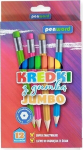 Jumbo paksud kustutuskummiga v&auml;rvilised pliiatsid, 12 tk.