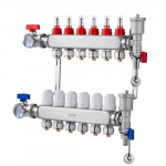Radiaatork&uuml;tte kollektor, 6-haruline roostevaba teras, 49x37x11 cm, K&uuml;te