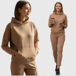 Naiste puuvillane vabaajakomplekt Fashion, pruun, L
