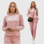 Naiste puuvillasest veluurist pusa Fashion, roosa