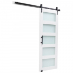 Liuglev laudaukse uks 76.2x213.4 cm valge MDF-paneel ja klaas