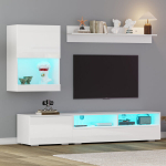 Televiisori seinakomplekt 175x39x34 cm, LED, 3 tk, valge, kuni 80 tolli