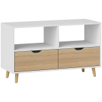 Madal telekaalus, 99 cm, 2 riiulit, 1 sahtel, valge