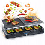 V&otilde;ileivagrill Elektriline raclette-grill 8 inimesele kiviplaadiga Clatronic RG 3518, Elektrinis raclette grilis 8 asmenims su akmens plok&scaron;te Clatronic RG 3518