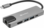 Jaotur Sandberg USB-C 5in1 reisidokk Saver RJ45 + 4K HDMI + 100W PD