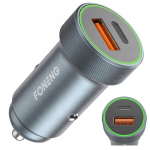 Autolaadija 30W QC3.0 PD USB-C metall, Automobilinis įkroviklis 30W QC3.0 PD USB-C metalinis