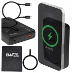 Akupank Magnetiline v&auml;line aku 10000 mAh juhtmevaba laadimisega PD 20 W QC 22,5 W must, Magnetinė i&scaron;orinė baterija 10000 mAh su belaidžiu įkrovimu PD 20 W QC 22,5 W juoda