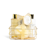 Kehahoolduskomplekt IDC Institute Scented Bath naistele: du&scaron;igeel, 200 ml + kehapalsam, 200 ml + k&auml;tekreem, 100 ml + vanni&scaron;vamm, 1 tk, vannikorv, 1 tk.